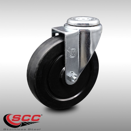 Service Caster 5 Inch SS Soft Rubber Wheel Swivel Bolt Hole Caster SCC-SSBH20S514-SRS